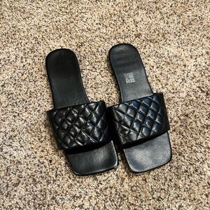 Square Toe Black Sandals